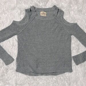 Hollister Gray Cold-Shoulder Knit Sweater